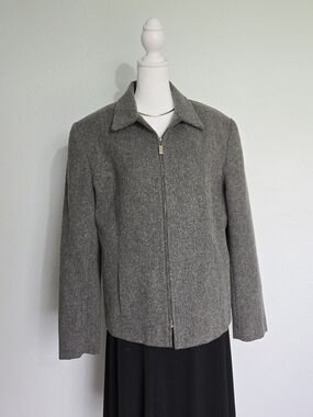 Sag Harbor Heather Gray Zip-Front Lightweight Shirt Jacket